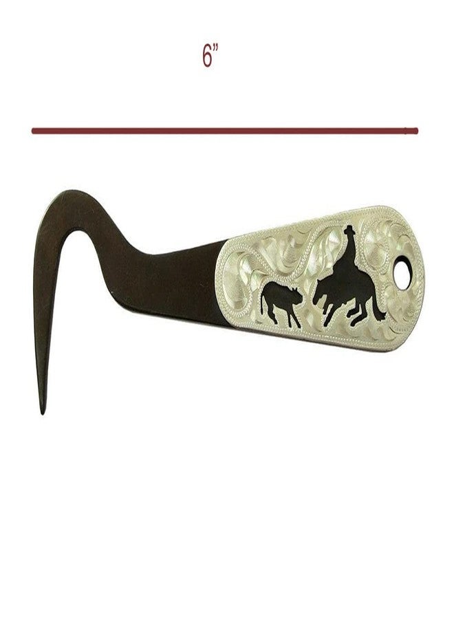 AJ Tack Antique Brown Steel Hoof Pick Flames Design - Image 2